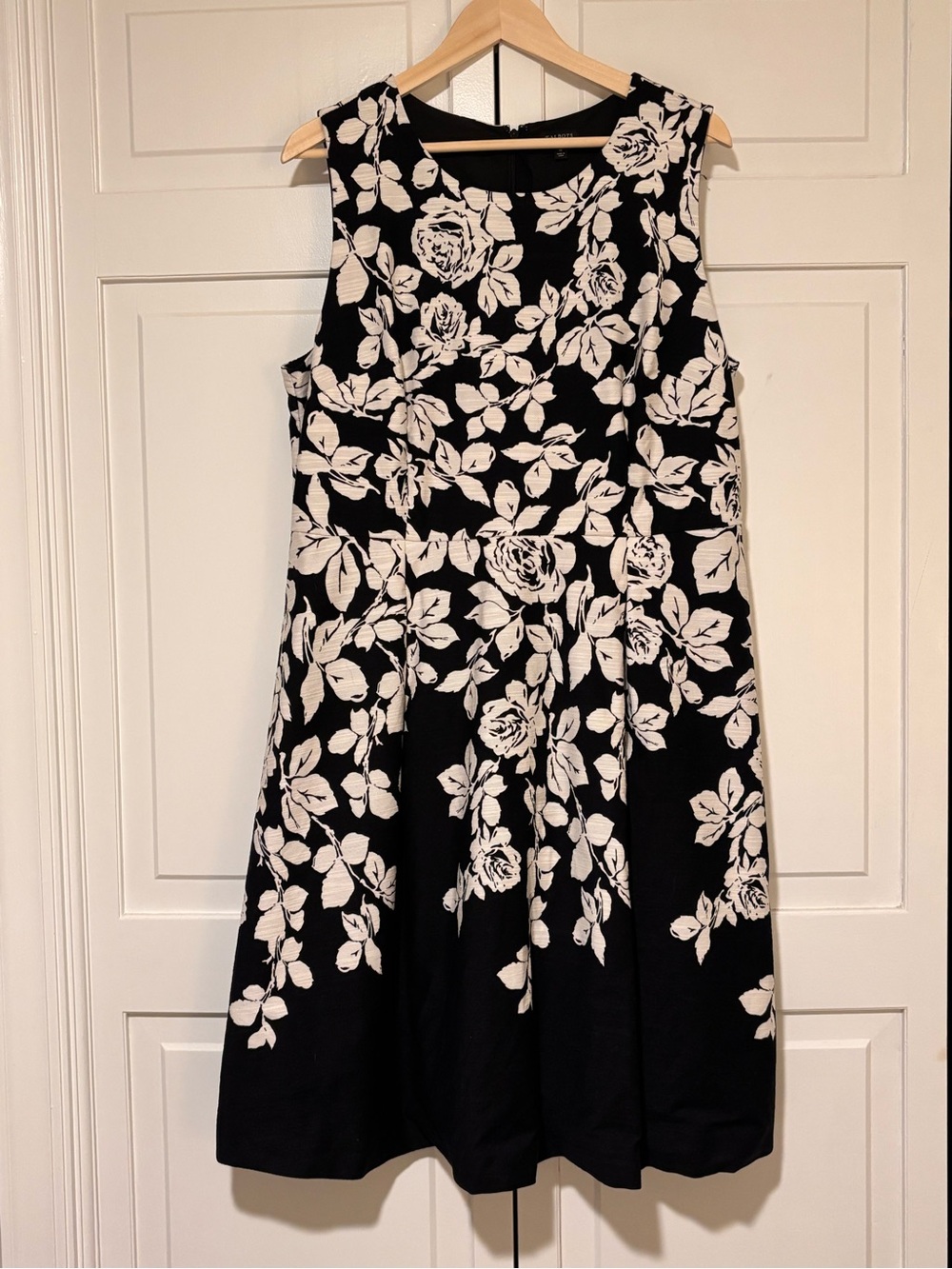Talbots Black and White Floral Midi Dress